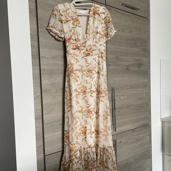 Leith (Nordstrom) floral ruffle v-neck maxi dress - Picture 1 of 6